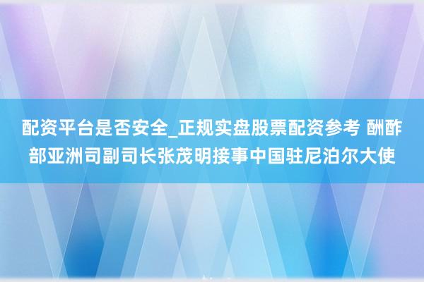 配资平台是否安全_正规实盘股票配资参考 酬酢部亚洲司副司长张茂明接事中国驻尼泊尔大使