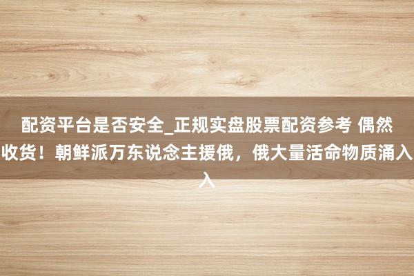 配资平台是否安全_正规实盘股票配资参考 偶然收货！朝鲜派万东说念主援俄，俄大量活命物质涌入
